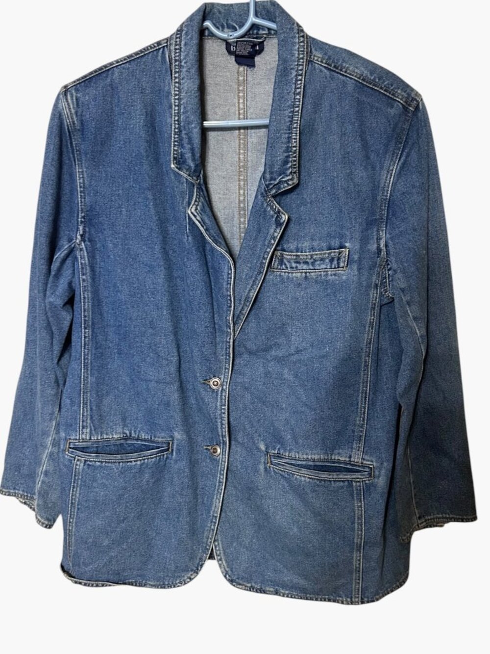 Vintage 90s Baccini Women’s Large Denim Blazer Jacket 100% Cotton